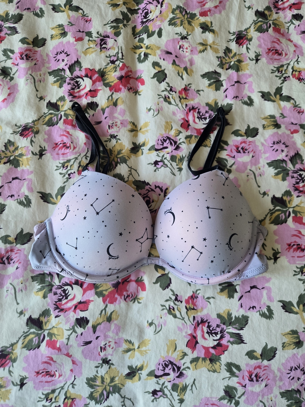 PINK Victoria's Secret Lavender Moon & Star Lightly Padded Push-Up Bra